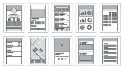 Collection of various mobile devices and screens with app interfaces © Matheus