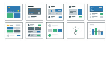 Collection of digital interface screens with charts and graphs © Matheus