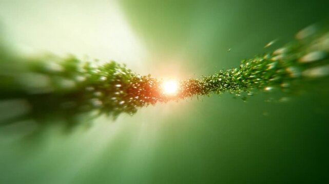 Organic Growth Abstract: A vibrant abstract composition suggesting organic growth and renewal, with a luminous core radiating light through flowing green forms.