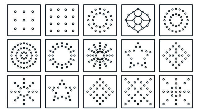 Set of abstract dotted geometric patterns for design and background