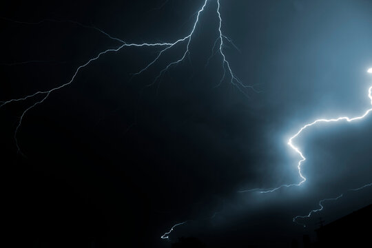 Germany, Offenbach, Lightning at night