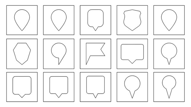 Collection of various speech bubbles and chat icons in outline style