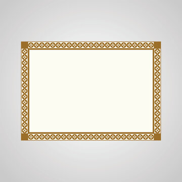 Ornate golden rectangular frame with a decorative geometric pattern border, ornamental bor