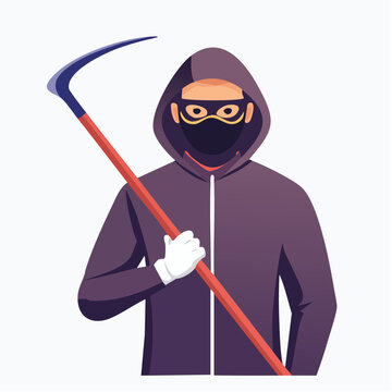 Cartoon Thief with Crowbar