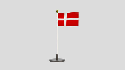Denmark DK Flag on Pole 3D Render Studio Background © Manu