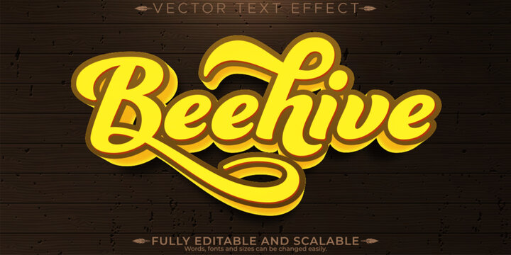 Bee editable text effect, editable honey and beehive text style