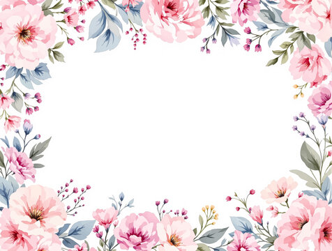 Vintage Inspired Watercolor Flowers Creating a Gentle Artistic Frame