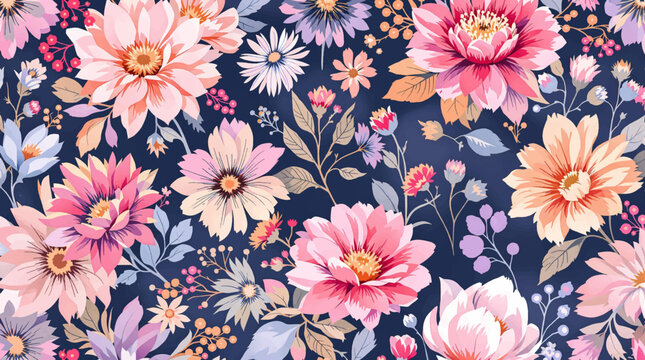 Graceful Floral Composition in Delicate Watercolor Tones and Textures