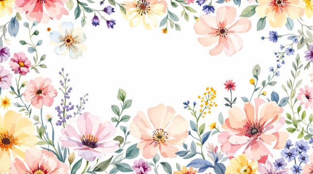 Gentle Floral Whispers Painted in Watercolor Shades of Spring