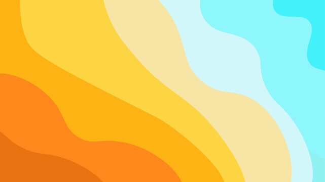 Abstract summer background featuring colorful flowing waves and bright tropical inspired pastel gradient layers