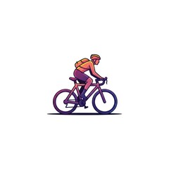 Fototapeta premium Stylized cyclist riding a road bike with backpack