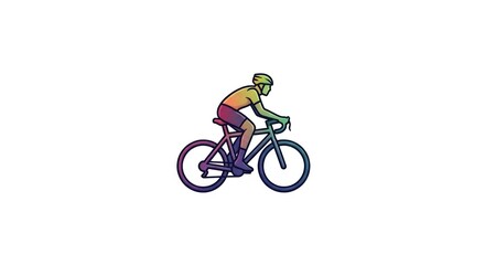 Obraz premium Colorful cyclist riding road bike icon