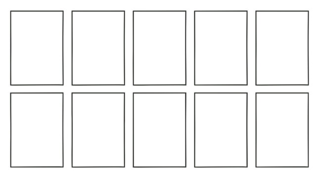 Set of ten empty photo frames arranged