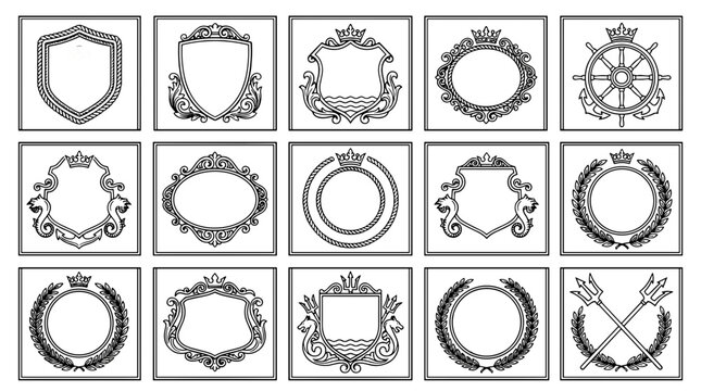 Collection of ornate vintage decorative frames and borders