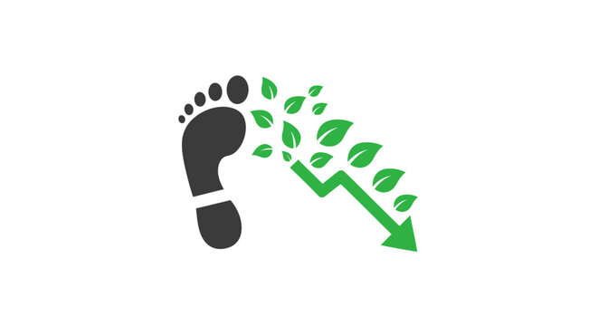 Footprint with decreasing green leaves.