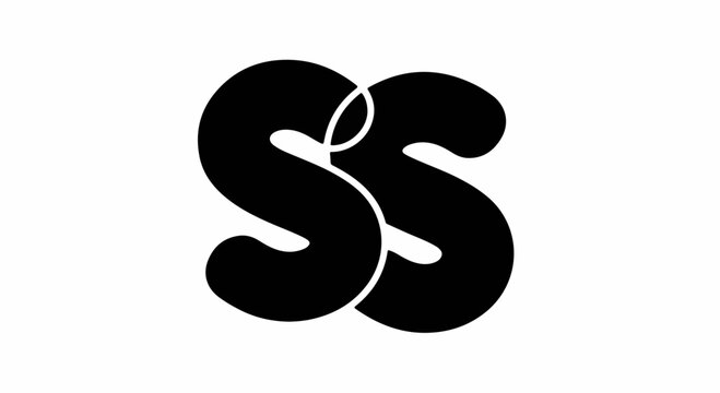 Bold black double 'S' monogram with elegant swirl connecting the curves