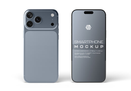 Two Smartphones Isolated On White Background Mockup