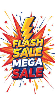 Flash Sale Mega Sale Explosion - Lightning Bolt, Stars, Burst Effect