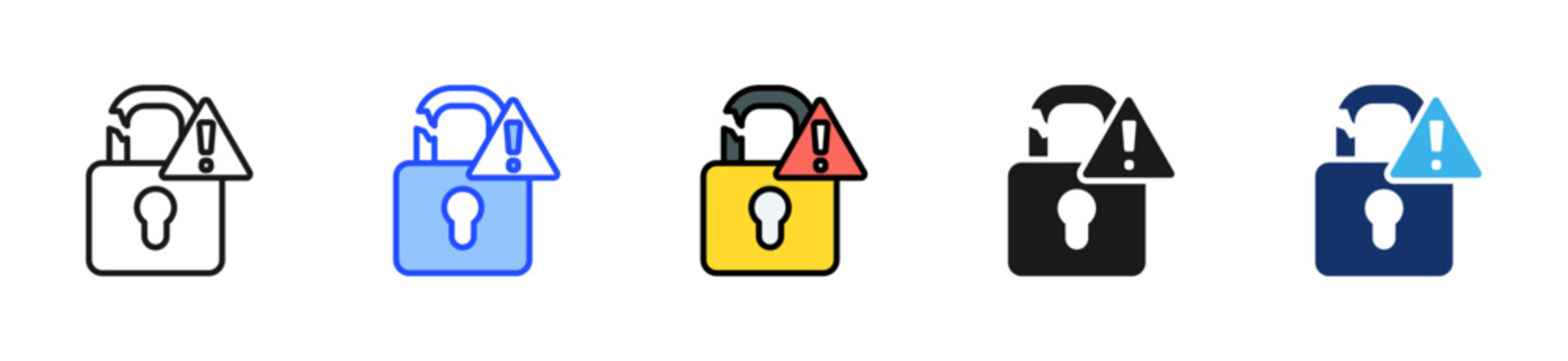 Security Breach Icon Collection With Multiple Styles