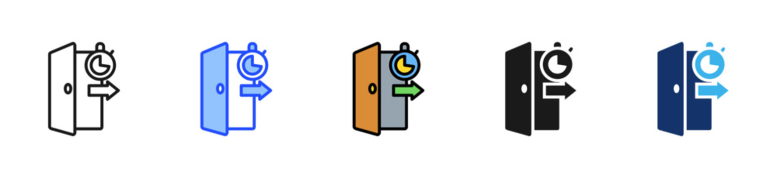 Logout Timeout Icon Collection With Multiple Styles