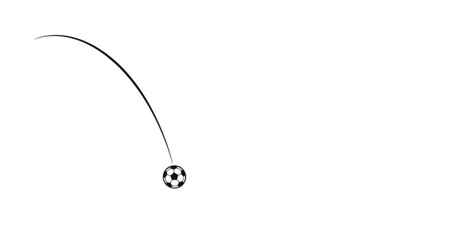 Soccer ball in motion with a parabolic trajectory.