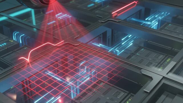 Futuristic corridor with neon lights ideal for sleek commercial backgrounds and title sequences