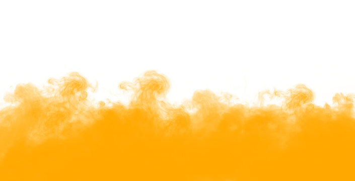 Vibrant orange smoke clouds swirling dynamically on transparent background with detailed wisps and energetic movement perfect for abstract design