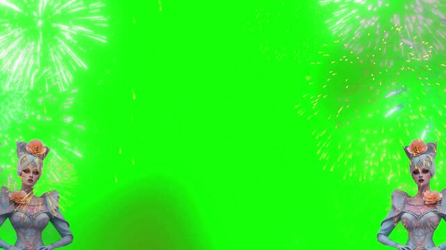 Vibrant fireworks display lighting up the night sky with bright colors and explosive patterns during a celebratory event
