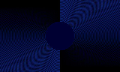 Naklejka na ściany i meble Two symmetric blue concentric arc semicircles on dark background with a circular copy space in the center, minimal futuristic vector art template for text placement.