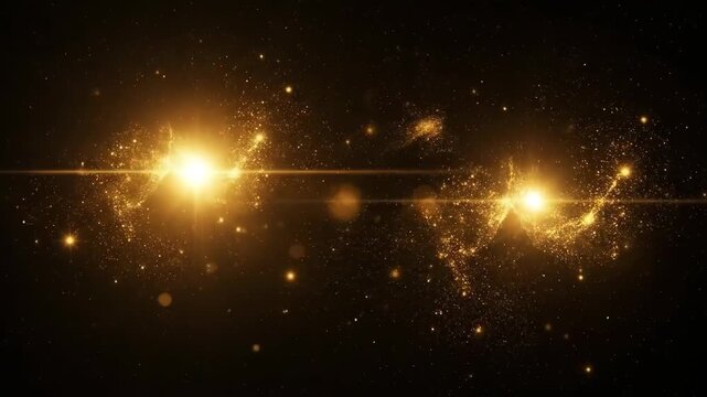 Cosmic glow of twin stellar beacons amidst celestial dust