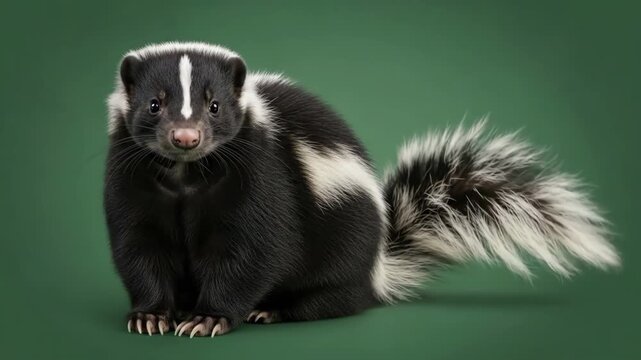 Striped skunk displaying distinctive black and white fur pattern