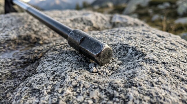 Ski Pole Carbide Tip Scratch Test Rock Surface Macro