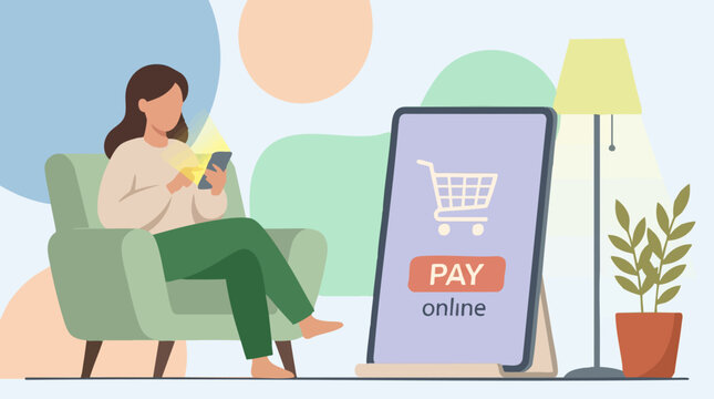 Woman making online payment on smartphone, e-commerce and digital transaction