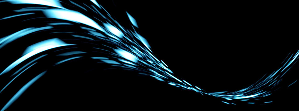 AIネットワークをイメージした抽象的な青い光の流れ背景