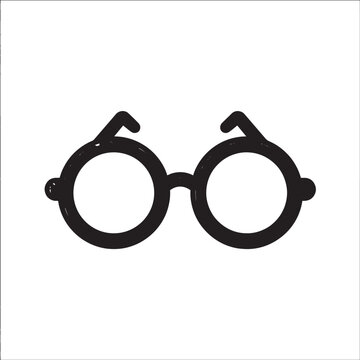Glasses Icon of Two Spectacles in Frame, Minimal Black Outline Eyewear for Smart Lifestyle, Social Media Posts