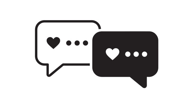 Speech Bubbles with Hearts and Message Dots for Love Communication, Messaging Icons, Social Media Posts, and Valentine Greeting Designs