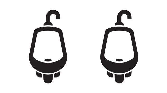 Urinal Icon Bathroom Restroom Plumbing Symbol, Two Icons Side by Side, Simple Black Vector Style for Signage and Wayfinding