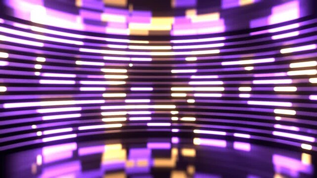 Yellow and Purple Round Studio with a Huge Horizontal Abstract Hologram Background VJ Loop in 4K