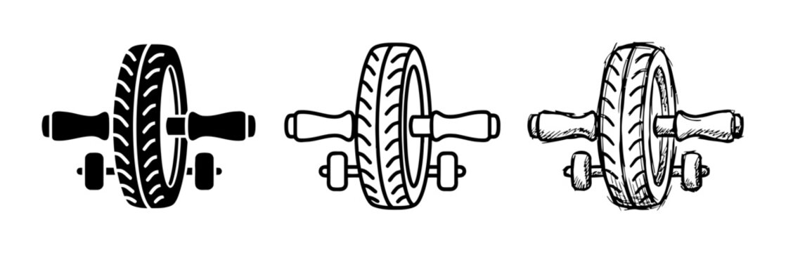 Ab Roller Wheel Set, Fitness Equipment Icons, Core Strength Training Gear