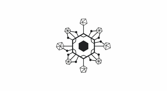 A black and white illustration of a molecular structure.