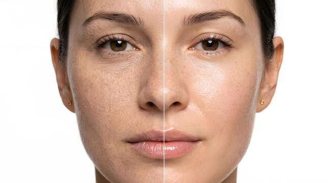 Skin Care Before and After Comparison of Woman Face | Anti-Aging Rejuvenation Process | Dry Wrinkled vs Smooth Hydrated Skin | Cosmetic Dermatology Treatment Effect | Facial Beauty Glow Results