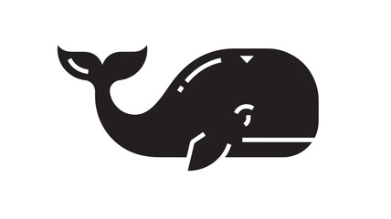 Obraz premium Whale Side Profile Icon with Simple Black and White Design Featuring Marine, Mammal, Ocean with Sea and Animal Elements for Silhouette, Nature