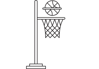 Basketball Hoop and Net Line Icon with Textured Mesh Pattern, Sporty Court Symbol for Game, Score, and Kids Design © RASHIDAPARVIN