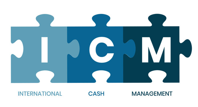 ICM - International Cash Management acronym. business concept background. vector illustration concept with keywords and icons. lettering illustration with icons for web banner, flyer, landing page