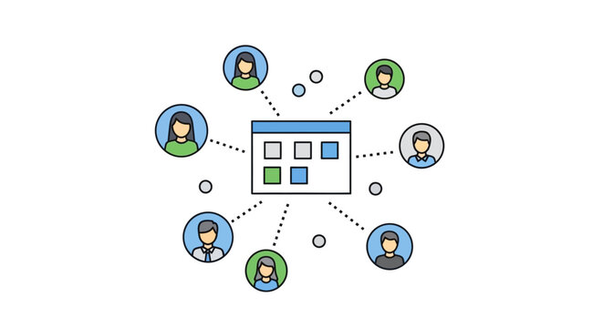 People connected by a network.