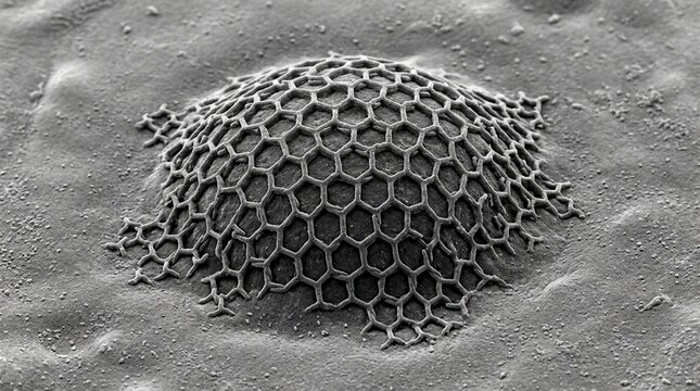 Deep etch electron micrograph of clathrin coated pit lattice pattern