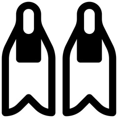 Swimming fins. Outlined stroke vector icon with black-filled details. © Side Project