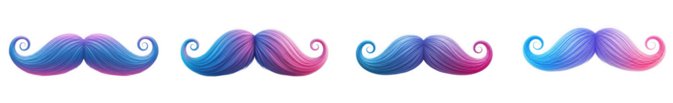 Colorful gradient mustache set isolated on with mustache, colorful isolated on transparent background