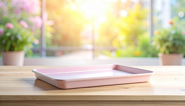 Captivating pastel tray display bright garden setting soft focus photography serene environment aesthetic concept
