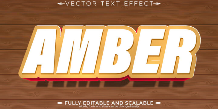 Amber editable text effect, editable wood and natural text style